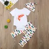 T-shirts Citgeett Zomer geboren Baby Jongen Katoen Korte Mouwen Outfits Brief Romper TopsLong PantsHat Kleding Set 230606