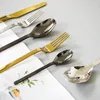 Ensembles de vaisselle couteau fourchette et cuillère ensemble 304 acier inoxydable Ins Style plat main Steak maison concis miroir lumineux