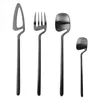 Dinnerware Sets Matte Cutlery Set Stainless Steel Dinner Tableware Flatware Knife Fork Spoon Party Set(Black 12 PCS)