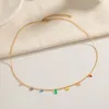 Цепочки летняя богемия разноцветное ожерелье для кисточки циркона для женщин на пляже. Случайный депутат из нержавеющей стали праздничный подарок воротни