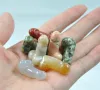 28mm Random Color Pendants Mini Penis Plant Statue Natural Stone Carving Aquarium Home Decoration Crystal Polishing Gem