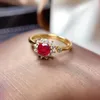 Cluster Ringen Echte Natuurlijke En Echte Ruby Ring Bruiloft Fijne Sieraden Groothandel 925 Sterling Zilver