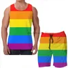 Männer Trainingsanzüge Sommer lustige Druck Männer Tank Tops Frauen Gay Pride Flagge Streifen Männer Strand Shorts Frauen Sets Fitness Weste 230607