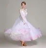 Vestido de baile de salón para mujer, diseño de Color blanco, vestidos de baile estándar, falda de competición de vals para mujer