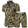 Mannen Shirts + Shorts Set Nieuwe Zomer Casual Gedrukt Hawaiian Shirt Korte Mannelijke Afdrukken Rokkostuum Sets Plus SizeM-4XL