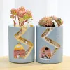 Planters Pots Creative Hedgehog Planter Resin Flower Pots for Succulents Air Plants Pots Decorative Figurines for Home Garden Tabletop Decor 230606