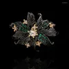 Cluster Ringen Mode Dames Sieraden Begonia Bloem Groene Zirkoon Ring Originele Luxe Italiaanse Handgemaakte Zwart Goud