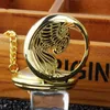 Retro Luxury Gold Silver Semi-Hollow Phoenix Wing Carving Case Skeleton Hand Wind Mechanical Pocket FOB Watches Men Gift Bag263C