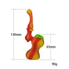 シリコンハンド喫煙パイプミニオイルバーナーボウル付きミニオイルバーナースライドパーコレーターウォーターパイプバブラーリサイクルポータブルダブリグ