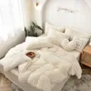 Bedding sets Bedding Set Luxury Winter Warm Thicken Mink Fleece Duvet Cover Bed Sheet and Pillowcases Quilt Cover Queen King Size 150x200cm 230606