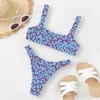 Kvinnors badkläder Sexig Micro Bikini 2 Piece Set 2023 Women Leopard Push Up Padded Thong Beach Swimsuit Female Cut Out Bathing Summer Summer