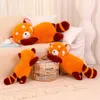 Hot 1pc 35-90cm Fluffy Hair Red Raccoon Peluche Ripiene Anime Figure Doll Cartoon Sdraiato Plushies Throw Pillow Kids Girls Gift