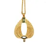 Pendant Necklaces AOMU Fashion Vintage Gold Color Guardian Angel Wing Necklace Green Zircon Black Eyes Choker For Women Jewelry