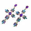 Dangle żyrandol modne kolczyki krzyżowe dla kobiet duże oświadczenie kolczyki kryształowy letni element Modna jesienna biżuteria 230607
