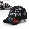 Kore tarzı mektup baskı grafiti beyzbol şapkası kadınlar için kadın moda bahar yaz snapback hip hop kapağı vizor pamuk baba şapka l230523