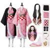 Cosplay Anime Kamado Nezuko Traje Cosplay Demon Slayer Kimetsu No Yaiba Trajes Kimono Haori Peruca Tamancos Terno para Adultos Crianças Halloween 230606