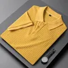 Męska Polos Spring Summer Knit Polo Shirt Men Casual Down-Down Button Fashion Solid Slim Tops Ice Silk Knitting-shirt B85 230606