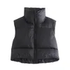 Gilets pour femmes mode femmes chaud col montant sans manches gilet printemps hiver Mini manteau femmes coton rembourré thermique avec fermeture à glissière hauts