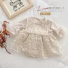 Rompers 0-2years Princess Born Bady Girl Dress Romper Lengeve Lace Embroidery Skirted Jumpsuit One-Pieces Birthday Party Closes230606