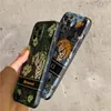 Funda de teléfono con pintura de tigre y flores Retro de moda de lujo para iPhone 15 15pro 15promax 14 14promax 13 13 Pro Max 12 12promax 11promax funda de silicona suave