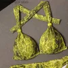 Kobiety w bliźniaczce stroje kąpielowe bikini mody wzór węża SKUNKI SKUJA SYSTEM Dwuczęściowe dzielone stroje kąpielowe Kobiet Swimsuit Seksowny zestaw bikini z zestawu na plażę T230607