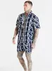 Abiti da uomo Blazer Sik Silk Polo da uomo estivo con stampa 3D Camicia da spiaggia ampia con bottoni Manica corta Top Fashion Street Apparel Set di 2