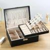 Jewelry Boxes PU Leather Jewelry Storage Display Portable European-Style Multi-Function Packaging Box With Drawer Winter Gift 230606