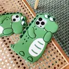 Whosael free DHL 3D Green Crocodile Shape Silicone Phone Case For iPhone 14 Pro Max 11 12 13 X XS Max XR 7 8 Plus Cute Cartoon Soft Back Cover