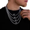 925 Sterling Silver Fine Jewelry 3mm Largeur Iced Out Diamond Mounted Mens Moissanite Tennis Chains Necklace