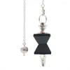 Pendant Necklaces Silver Plated Pyramid Amethysts Stone Pendulum For Scrying Black Agates Link Chain Jewelry