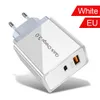 Snabb snabb laddning 2 i 1 PD QC3.0 EU US UK Wall Charger Power Adapters för iPhone 7 8 Plus x 11 12 Samsung PC Android Mobiltelefon