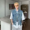 Mäns västar e-baihui denim väst för män vår och sommar dagliga ärmlös chic koreansk version dubbelficka slim casual