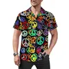 Hommes chemises décontractées coloré paix plage chemise rétro signe imprimer Hawaii hommes à la mode Blouses à manches courtes Design haut 3XL 4XL