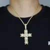 Bling 5A Kubikzircon Gepflastert Großes Kreuz Anhänger Halskette Hip Hop Männer Frauen Iced Out Charme Schmuck drop schiff