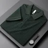 Męska Polos Spring Summer Knit Polo Shirt Men Casual Down-Down Button Fashion Solid Slim Tops Ice Silk Knitting-shirt B85 230606