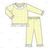 Pajamas Kids Pajama مجموعة متانعة مطابقة PJS الصيف فحص الزخرفة Easter Pajamas Baby Boys Sleepwear 230606