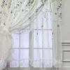 Vorhang-Design, doppellagig, gekreuzt, halbdurchsichtig, für Wohnzimmer, grüne Blätter, gerüschter Tüll, Türvorhänge, Lichtfilterung, WP207