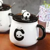 Mokken Cartoon Panda Mok Driedimensionale Keramische Koffiekop Met Deksel Lepel Kantoor Thuis Paar Ontbijt Melk Drinken