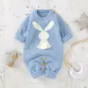 Mamelucos de bebé lindo conejo Pom nacido niño mono traje de manga larga otoño infantil niña niño ropa de invierno de punto cálido 230606