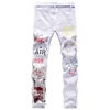 Mens Jeans Letter Graffiti White Fashion Print Slim Skinny Biker For Man Denim Punk Pants Jean Homme 230606