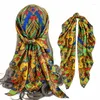 Scarves Fashion Headband Hijabs Scarfs For Women Square Shawls Wraps Large Bandana Head Scarf 90 90CM Silk Satin Neck Ladies