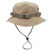 Sombreros de ala ancha Outfly Men Bucket Hat Shade Bob Ajustable Camping al aire libre Pesca Jungle con cuerda de viento R230607