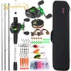 Hengel Reel Combo Sougayilang Baitcasting Hengel Kits Koolstofvezel 4 Secties Werphengel en Metalen Spoel Reel voor Zoetwater Bass Fishing Set 230607