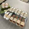 Designer Slipper Mid-Heel Rattan Jumbo Interlocking Platform Slides Sandaler Luxury Mens Sandal Beach Womens Shoes Xad Beige Blue Canvas Summer Slippers 13