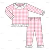 Pijama infantil conjunto de pijama de malha combinando pijama verão xadrez babados pijama páscoa bebê meninos pijamas 230606
