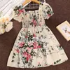 Girl's Dresses Girls Casual Dress Pretty Toddler Baby Square Collar Clothes Summer Short-sleeved Printing Skirts Fashion Children Clothing