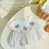 Robes de fille été marine style sans manches bébé enfants coloré rayé voilier broderie filles robe mode enfants tenue