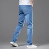 Men's Jeans Summer Brand Men's Fit Straight Lightweight Cotton Stretch Jeans Classic Casual Wear Mid High Waist Slim Fit Thin Pants 230607