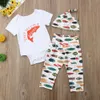 T-shirts Citgeett Zomer geboren Baby Jongen Katoen Korte Mouwen Outfits Brief Romper TopsLong PantsHat Kleding Set 230606