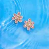 Stud Earrings Big Cubic Zirconia Cz Flower Earring Luxury European Women Trendy Jewelry